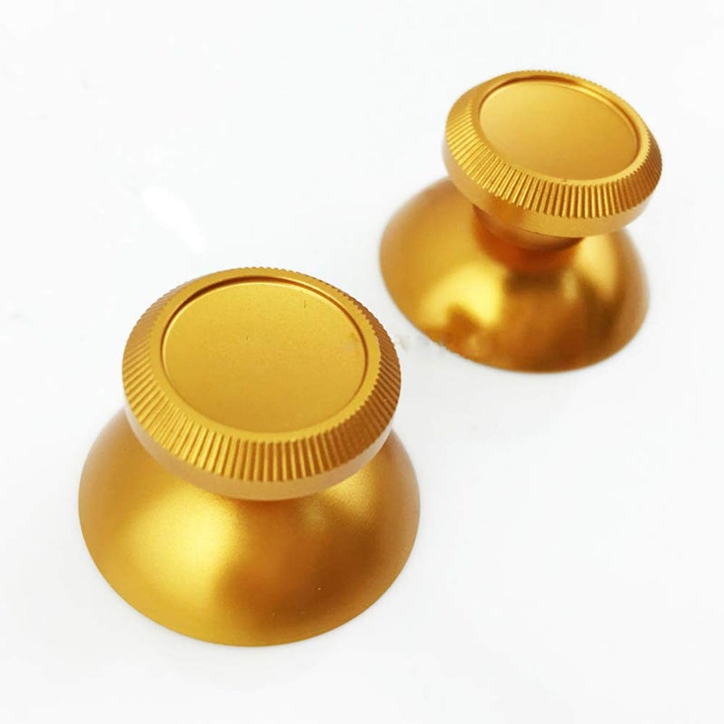 Rowsmau 2PCs Replacement Rocker Metal Analog Joystick Thumbstick Mushroom Caps Repair for PS4 PS3 Xbox One 1 (Gold) - Image 1
